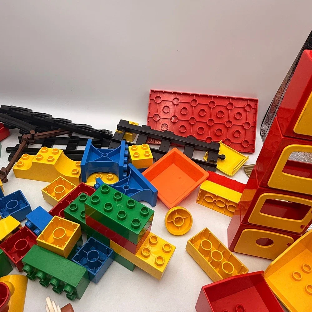 Vintage LEGO Duplo Mixed Lot Train Plane Farm Animals Figures Tracks Blocks